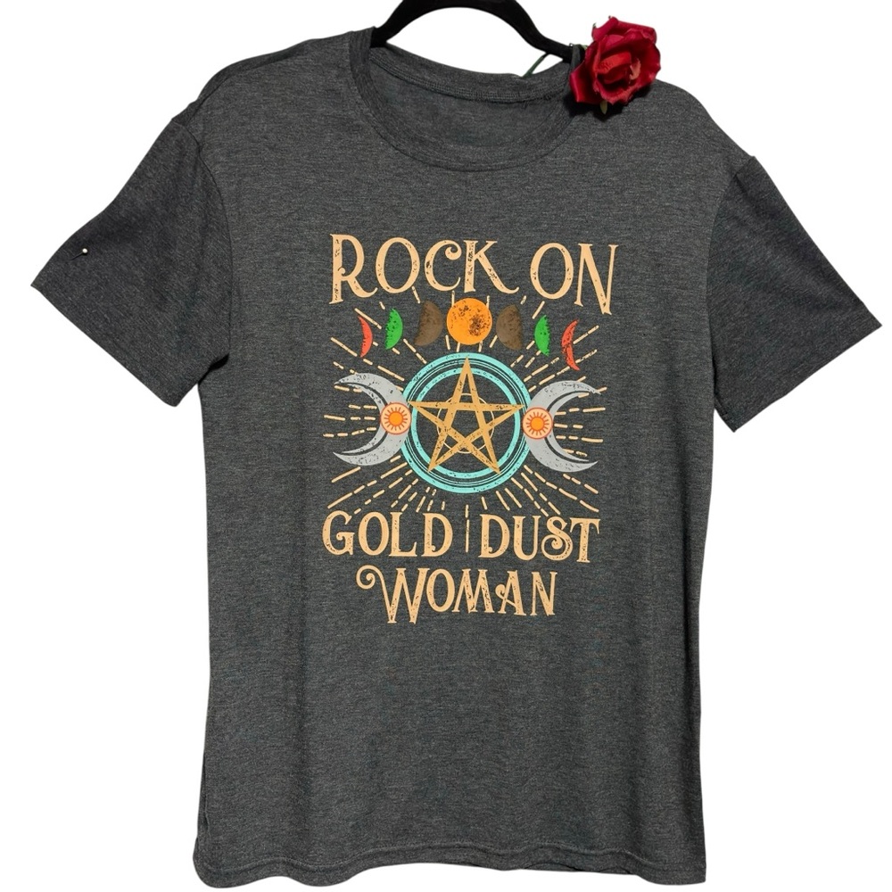 Gold Dust Woman Short Sleeve Tee Shirt Med Gray grunge rockabilly gothcore EUC